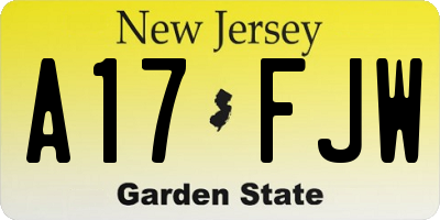 NJ license plate A17FJW