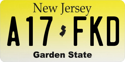 NJ license plate A17FKD