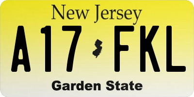 NJ license plate A17FKL