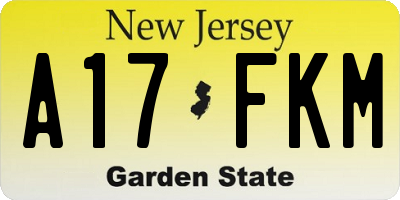 NJ license plate A17FKM
