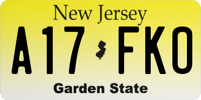 NJ license plate A17FKO