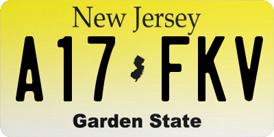 NJ license plate A17FKV