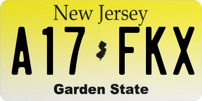 NJ license plate A17FKX