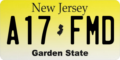 NJ license plate A17FMD