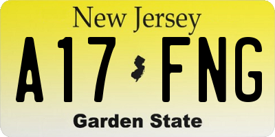 NJ license plate A17FNG