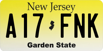 NJ license plate A17FNK