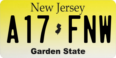 NJ license plate A17FNW