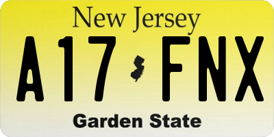 NJ license plate A17FNX