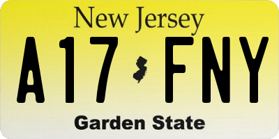 NJ license plate A17FNY