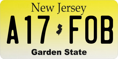 NJ license plate A17FOB