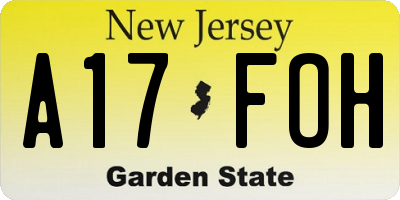 NJ license plate A17FOH