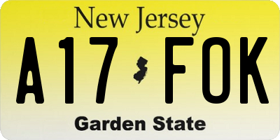 NJ license plate A17FOK