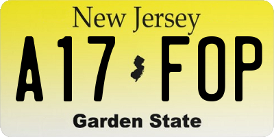 NJ license plate A17FOP