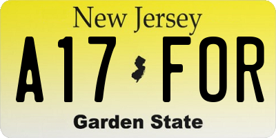 NJ license plate A17FOR