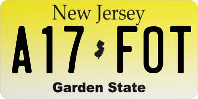 NJ license plate A17FOT