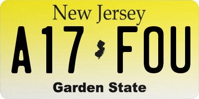 NJ license plate A17FOU