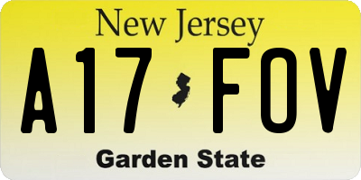 NJ license plate A17FOV