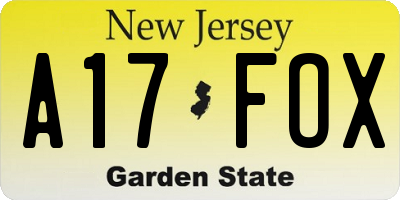 NJ license plate A17FOX