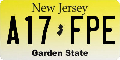 NJ license plate A17FPE