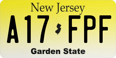 NJ license plate A17FPF