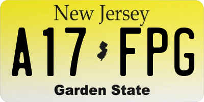 NJ license plate A17FPG