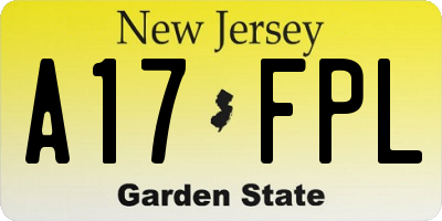 NJ license plate A17FPL