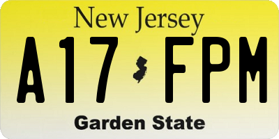 NJ license plate A17FPM