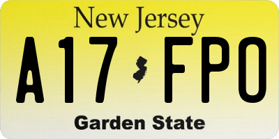 NJ license plate A17FPO