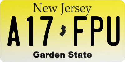 NJ license plate A17FPU