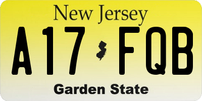 NJ license plate A17FQB