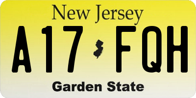NJ license plate A17FQH