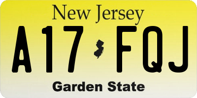 NJ license plate A17FQJ