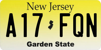 NJ license plate A17FQN