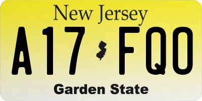 NJ license plate A17FQO