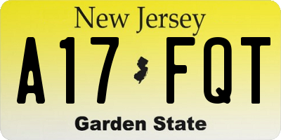NJ license plate A17FQT