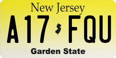 NJ license plate A17FQU