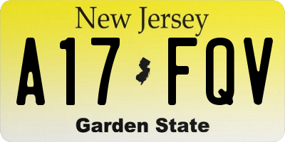 NJ license plate A17FQV