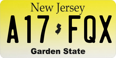 NJ license plate A17FQX