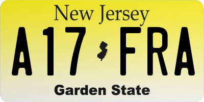 NJ license plate A17FRA