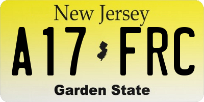 NJ license plate A17FRC
