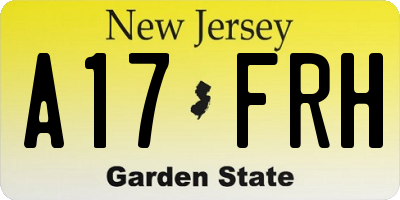 NJ license plate A17FRH