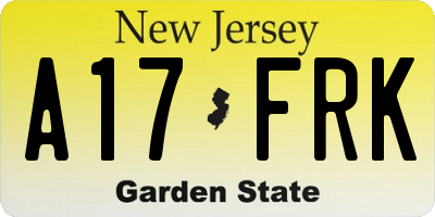 NJ license plate A17FRK