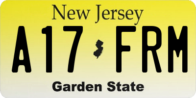 NJ license plate A17FRM