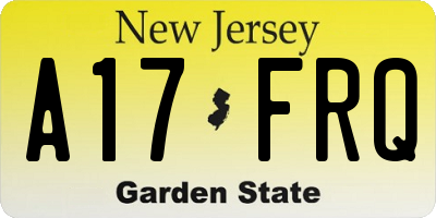 NJ license plate A17FRQ