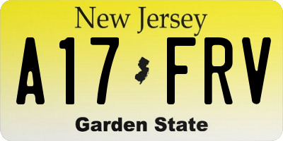 NJ license plate A17FRV