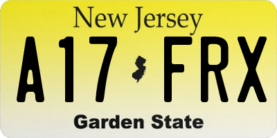 NJ license plate A17FRX