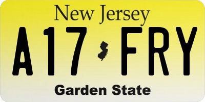 NJ license plate A17FRY