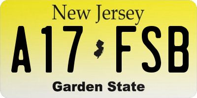 NJ license plate A17FSB