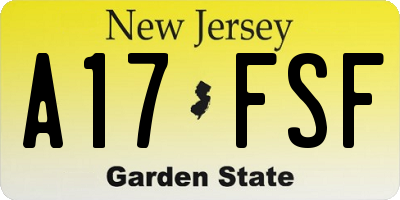 NJ license plate A17FSF