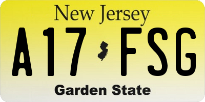 NJ license plate A17FSG